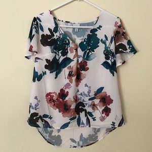 Floral watercolor v-neck top